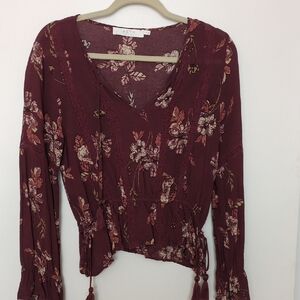 ASTR Burgundy Floral Blouse
